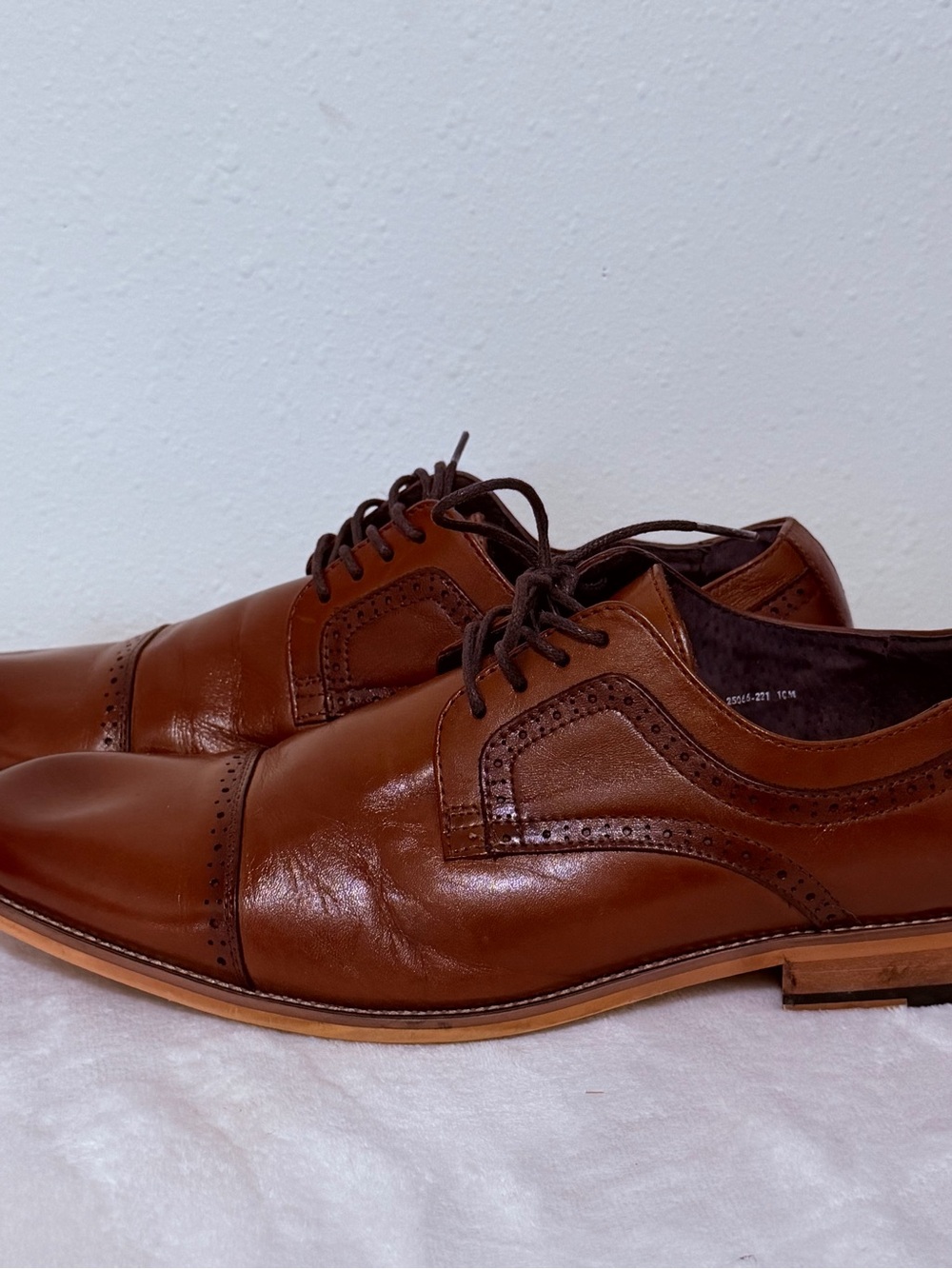 Stacy Adams Brown Leather Cap-Toe Brogue Derby Shoes